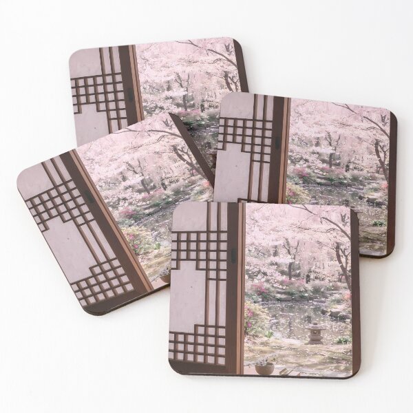 Item preview, Korean Spring Hanok View with Cherry Blossoms designed and sold by SOOstudio73.