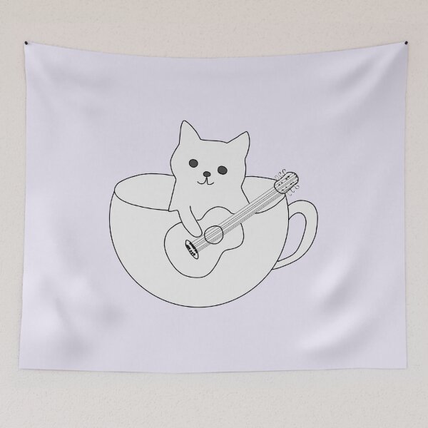 Item preview, Cute Guitarist Cat in a Coffee Cup - Acoustic Music Lover Gift designed and sold by LeshanArt.