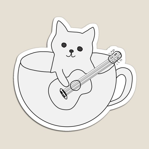 Item preview, Cute Guitarist Cat in a Coffee Cup - Acoustic Music Lover Gift designed and sold by LeshanArt.