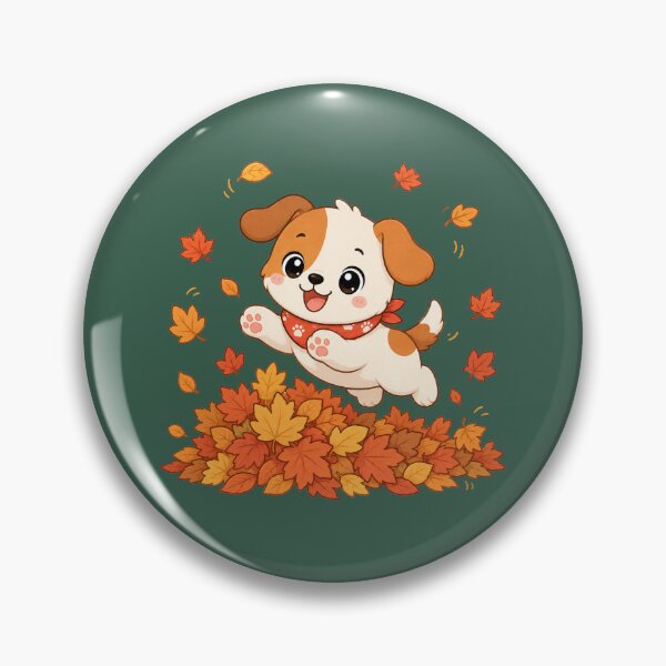Item preview, Cute Puppy Playing Autumn Leaves Kawaii Fall Illustration designed and sold by Seculinator.