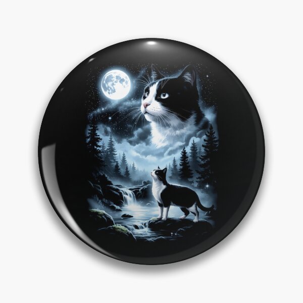 Item preview, Tuxedo Cat Howling to the Moon Vintage designed and sold by Hedoraxe.