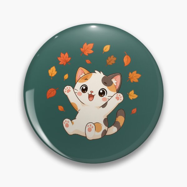 Item preview, Cute Calico Cat Playing Autumn Leaves Kawaii Fall Illustration designed and sold by Seculinator.