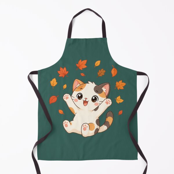 Item preview, Cute Calico Cat Playing Autumn Leaves Kawaii Fall Illustration designed and sold by Seculinator.