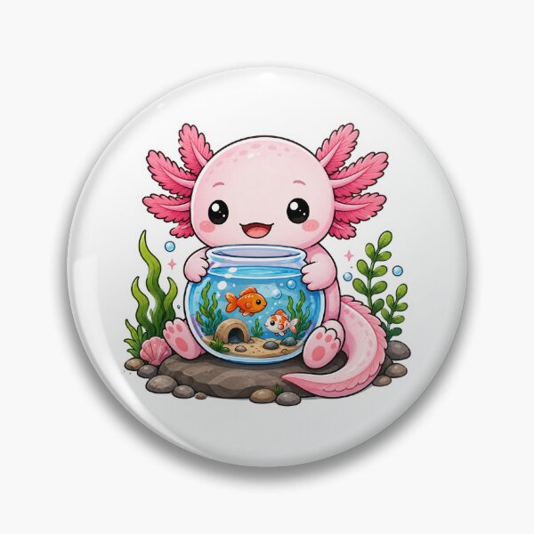 Item preview, Cute Axolotl Holding a Fish Aquarium Sticker designed and sold by PawsGiggles.