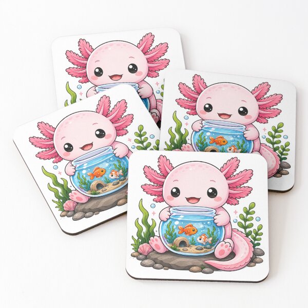 Item preview, Cute Axolotl Holding a Fish Aquarium Sticker designed and sold by PawsGiggles.