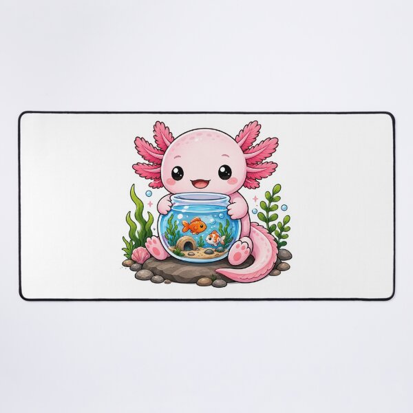 Item preview, Cute Axolotl Holding a Fish Aquarium Sticker designed and sold by PawsGiggles.
