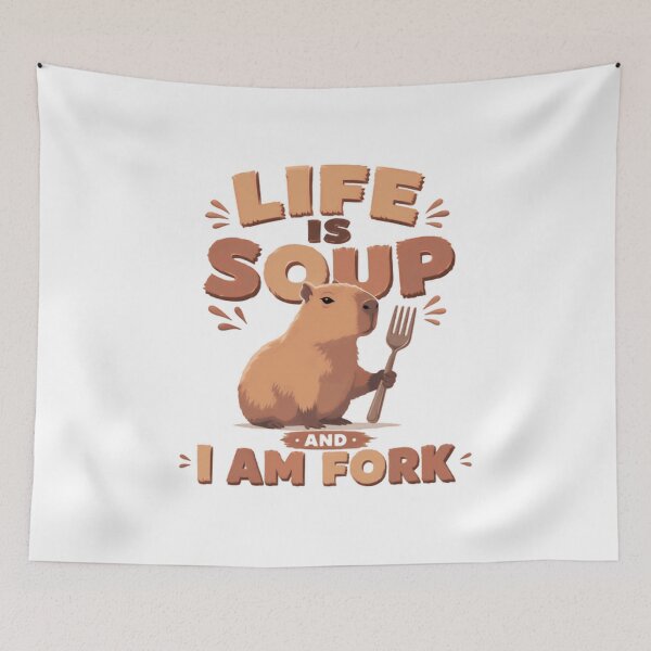 Artikelvorschau, Das Leben ist Suppe und ich bin Gabel Capybara Meme Lustiges Tierzitat entworfen und verkauft von JonesFlora2025.