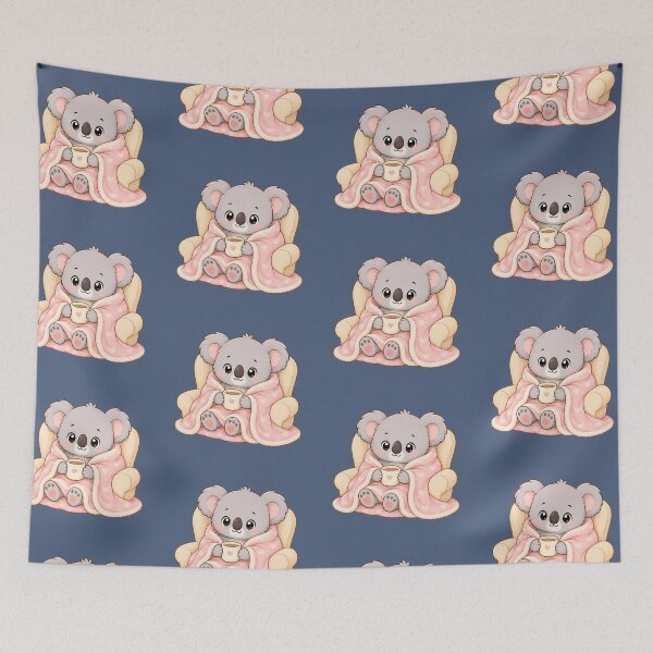 Item preview, Cute Koala Cozy Blanket Hot Cocoa Kawaii Illustration designed and sold by Seculinator.