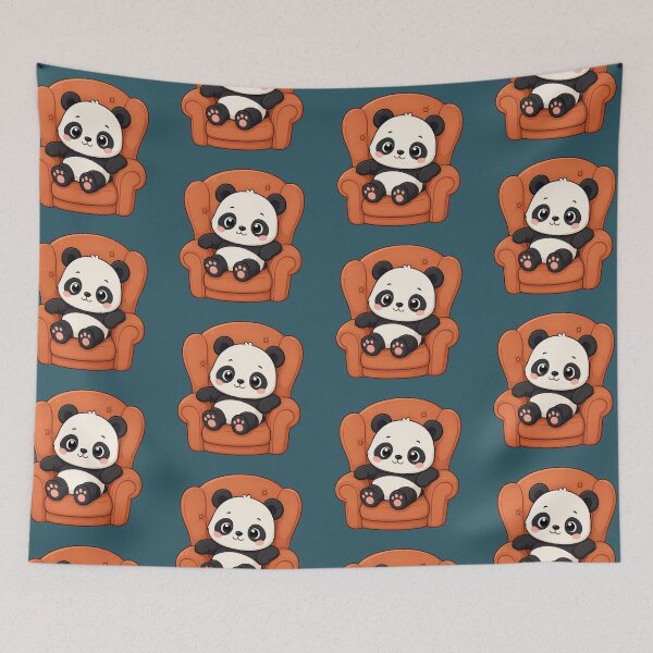 Item preview, Cute Panda Relaxing Armchair Kawaii Cozy Home Illustration designed and sold by Seculinator.