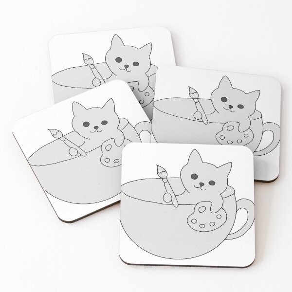 Item preview, Artist Cat Painting Inside a Coffee Cup  designed and sold by LeshanArt.