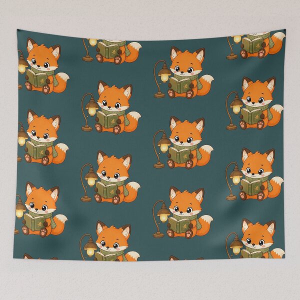 Item preview, Cute Fox Reading Book Cozy Kawaii Autumn Illustration designed and sold by Seculinator.