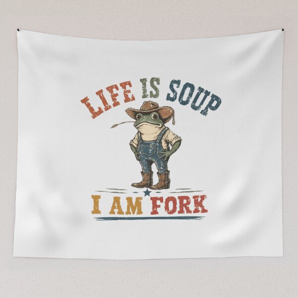 Item preview, Life Is Soup I Am Fork Funny Frog Cowboy Country Humor designed and sold by JonesFlora2025.