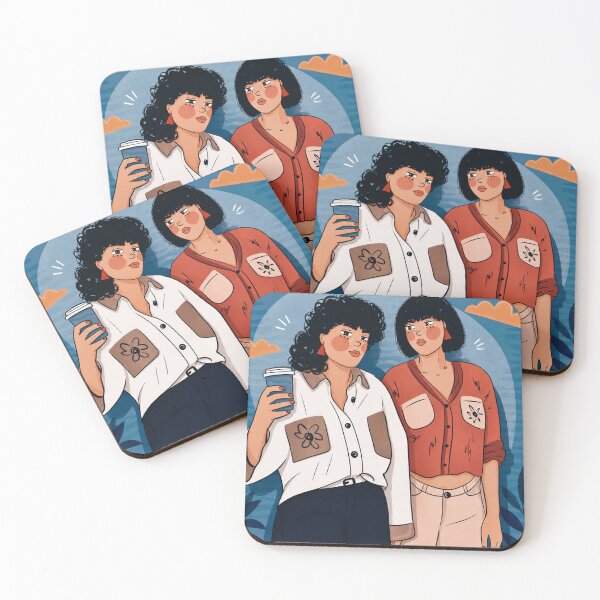 Item preview, Coffee Break Best Friends | Modern Women Portrait Illustration designed and sold by anasequea.