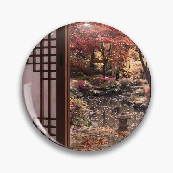 Item preview, Cozy Autumn Hanok Garden View with Warm Fall Colors designed and sold by SOOstudio73.