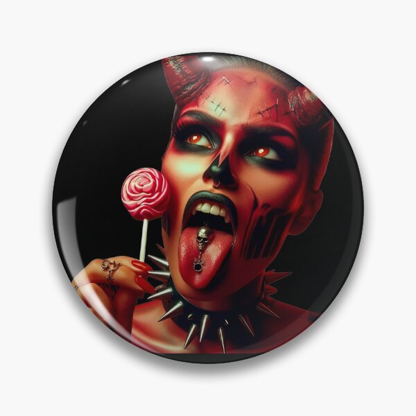 Item preview, Red Demon Skull Licking Lollipop designed and sold by Voodoo Store Paranormal Collections.