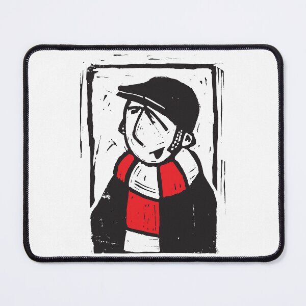 Item preview, Classic Football Fan Illustration | Retro Terrace Supporter | Red & White Scarf - Lino designed and sold by GWARTGB.