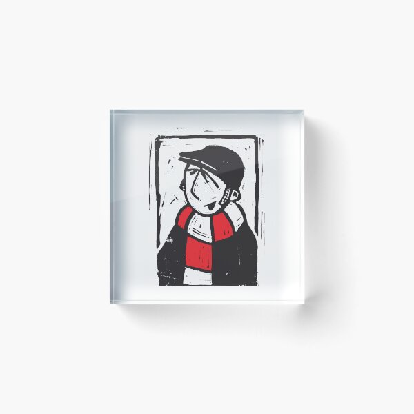 Item preview, Classic Football Fan Illustration | Retro Terrace Supporter | Red & White Scarf - Lino designed and sold by GWARTGB.