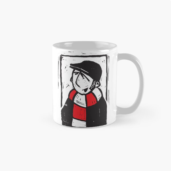 Item preview, Classic Football Fan Illustration | Retro Terrace Supporter | Red & White Scarf - Lino designed and sold by GWARTGB.