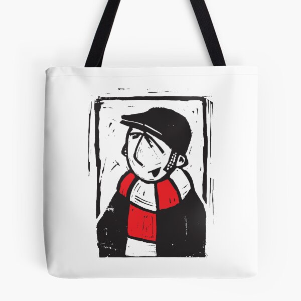 Item preview, Classic Football Fan Illustration | Retro Terrace Supporter | Red & White Scarf - Lino designed and sold by GWARTGB.