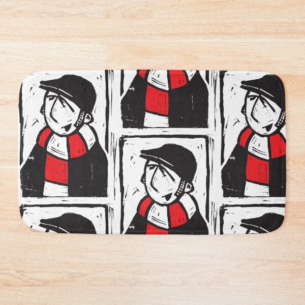 Item preview, Classic Football Fan Illustration | Retro Terrace Supporter | Red & White Scarf - Lino designed and sold by GWARTGB.