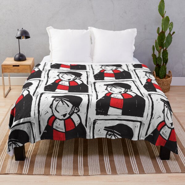 Item preview, Classic Football Fan Illustration | Retro Terrace Supporter | Red & White Scarf - Lino designed and sold by GWARTGB.