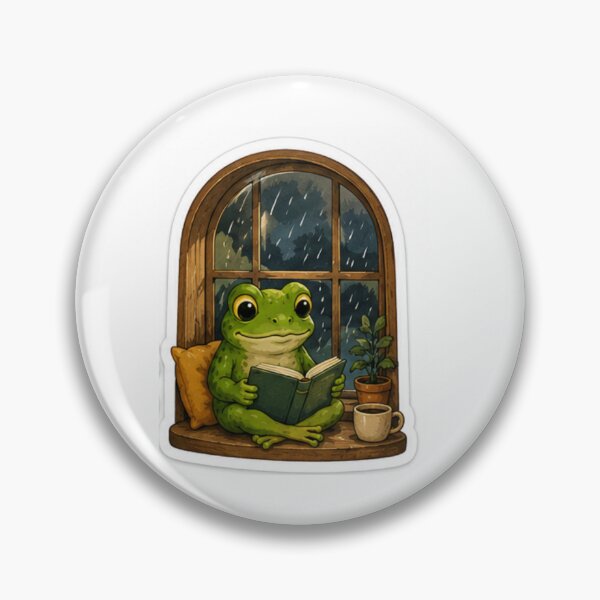 Item preview, Rainy Day Reading Frog Sticker designed and sold by AtlasPixel.