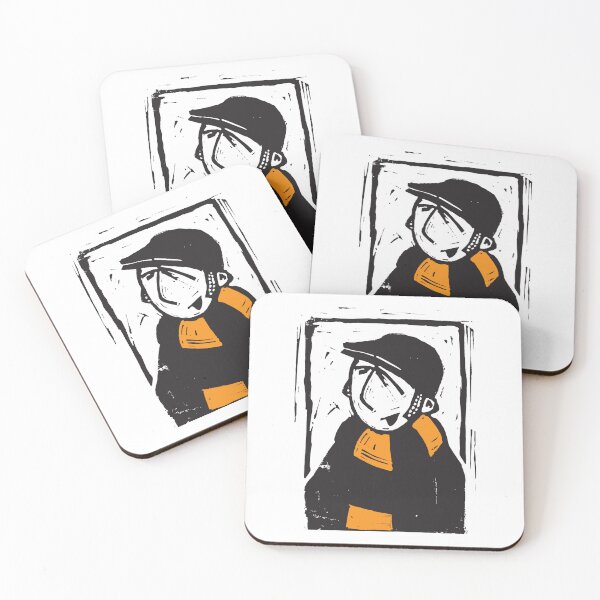 Item preview, Classic Football Fan Illustration | Retro Terrace Supporter | Black & Yellow Scarf - Lino designed and sold by GWARTGB.