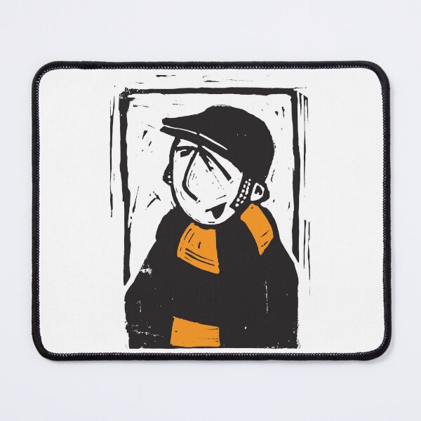 Item preview, Classic Football Fan Illustration | Retro Terrace Supporter | Black & Yellow Scarf - Lino designed and sold by GWARTGB.