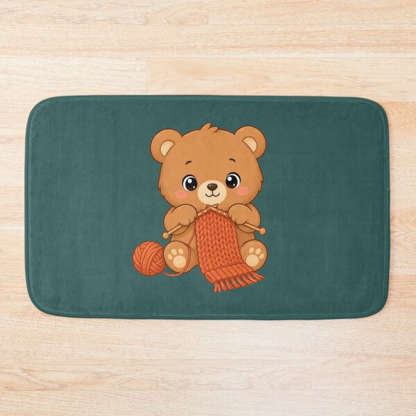 Item preview, Cute Bear Knitting Scarf Kawaii Cozy Autumn Illustration designed and sold by Seculinator.