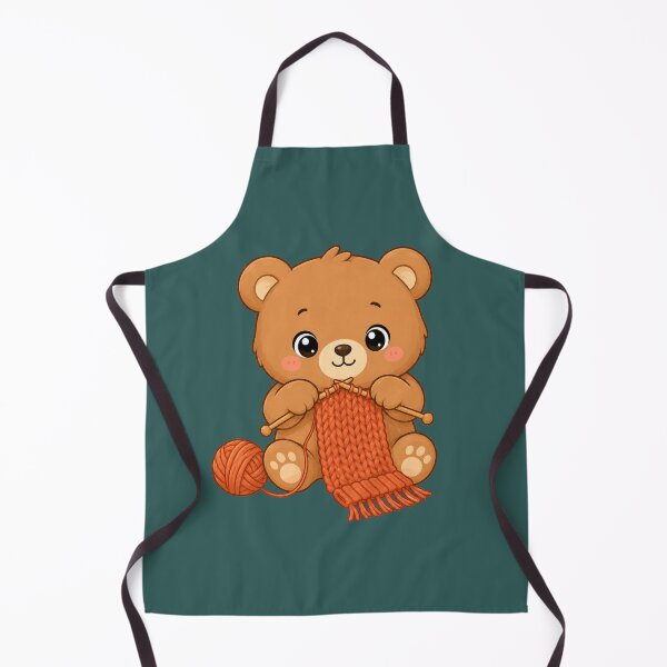Item preview, Cute Bear Knitting Scarf Kawaii Cozy Autumn Illustration designed and sold by Seculinator.