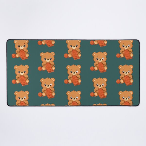 Item preview, Cute Bear Knitting Scarf Kawaii Cozy Autumn Illustration designed and sold by Seculinator.