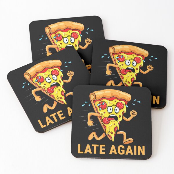 Item preview, Late Again Funny Pizza Running Retro Cartoon Graphic designed and sold by DigitalArtx-com.