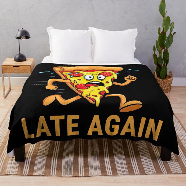 Item preview, Late Again Funny Pizza Running Retro Cartoon Graphic designed and sold by DigitalArtx-com.