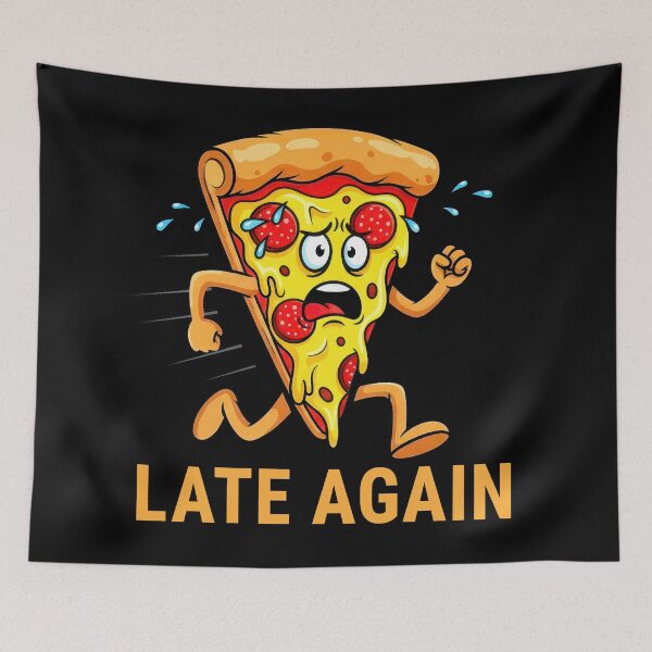 Item preview, Late Again Funny Pizza Running Retro Cartoon Graphic designed and sold by DigitalArtx-com.