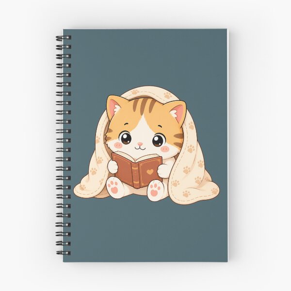 Item preview, Cute Cat Reading Book Cozy Blanket Kawaii Illustration designed and sold by Seculinator.