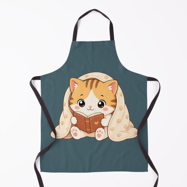 Item preview, Cute Cat Reading Book Cozy Blanket Kawaii Illustration designed and sold by Seculinator.