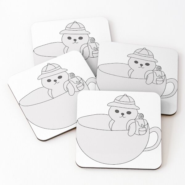 Item preview, Traveler Cat in a Teacup Adventure Illustration designed and sold by LeshanArt.