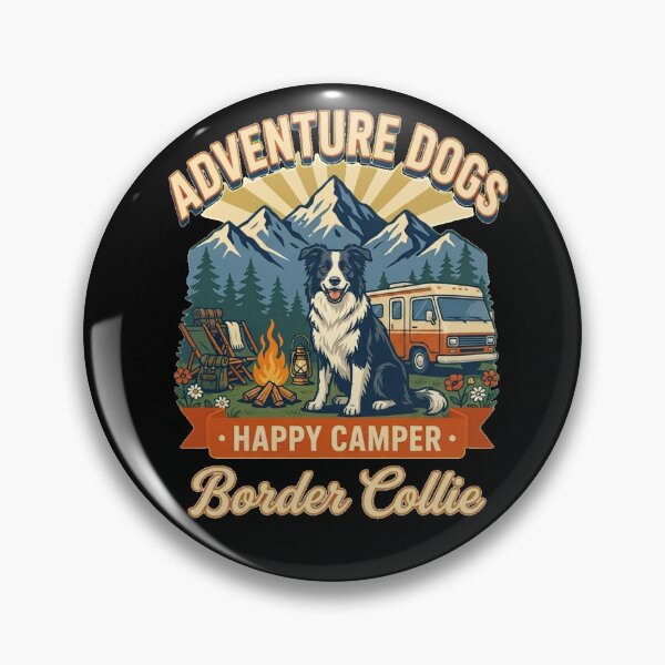 Item preview, Adventure Dogs – Happy Camper | Border Collie Vintage Camping designed and sold by No Excuses Supply.