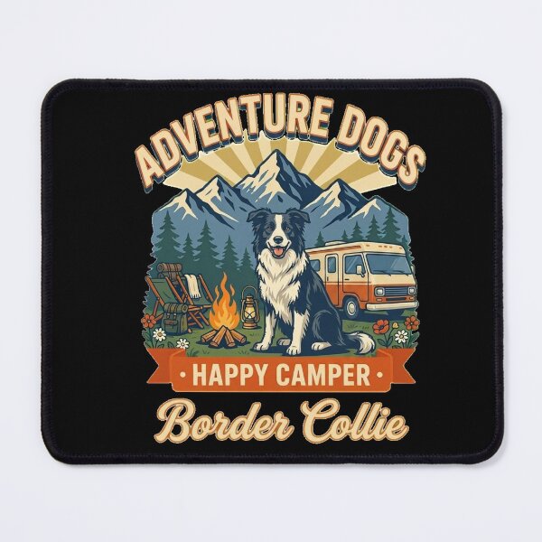 Item preview, Adventure Dogs – Happy Camper | Border Collie Vintage Camping designed and sold by No Excuses Supply.