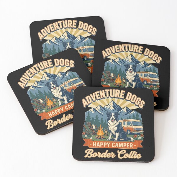 Item preview, Adventure Dogs – Happy Camper | Border Collie Vintage Camping designed and sold by No Excuses Supply.