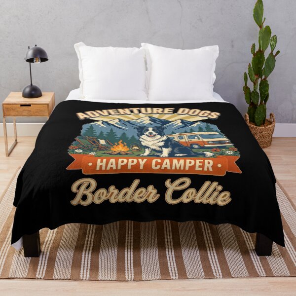 Item preview, Adventure Dogs – Happy Camper | Border Collie Vintage Camping designed and sold by No Excuses Supply.