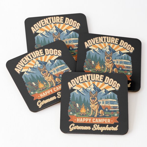 Item preview, Adventure Dogs – Happy Camper | German Sherperd Vintage Camping designed and sold by No Excuses Supply.