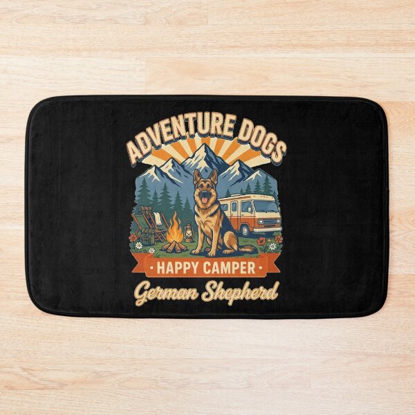 Item preview, Adventure Dogs – Happy Camper | German Sherperd Vintage Camping designed and sold by No Excuses Supply.
