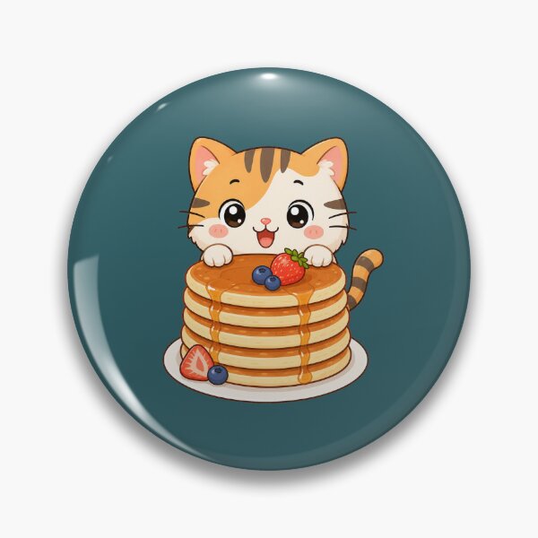 Item preview, Cute Cat With Pancakes Kawaii Breakfast Food Illustration designed and sold by Seculinator.
