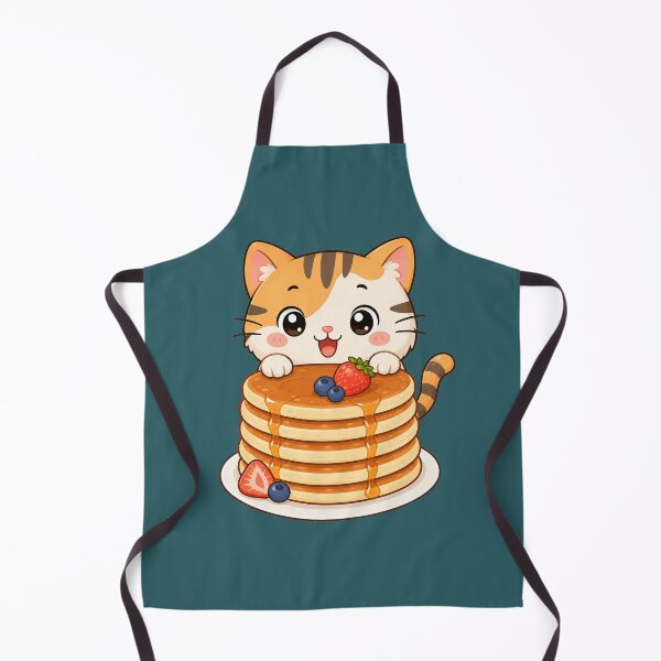 Item preview, Cute Cat With Pancakes Kawaii Breakfast Food Illustration designed and sold by Seculinator.