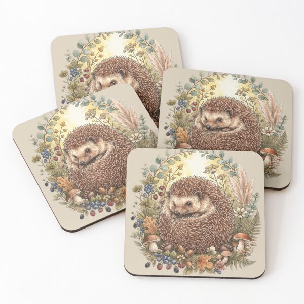 Item preview, Boho Hedgehog with Forest Mushrooms designed and sold by lstaford.
