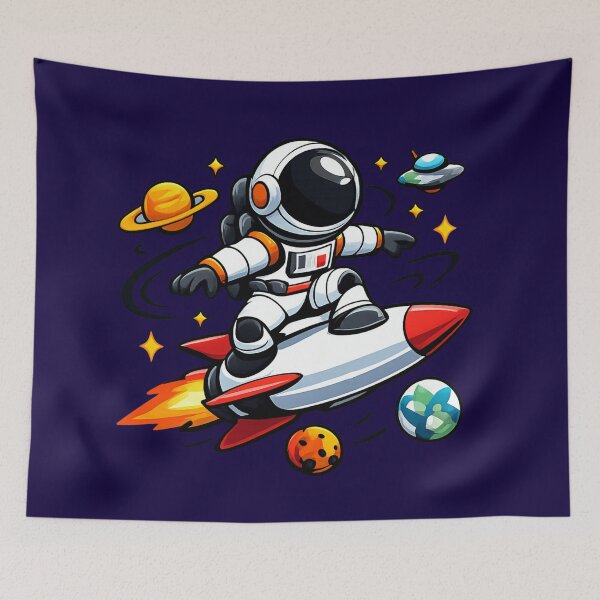 Item preview, Rocket Surfer Astronaut Minimal Space Logo designed and sold by BROHLine Studio.
