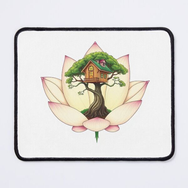 Item preview, A Treehouse Hidden Inside A Blooming Lotus Flower designed and sold by QuirkThreadsCo.