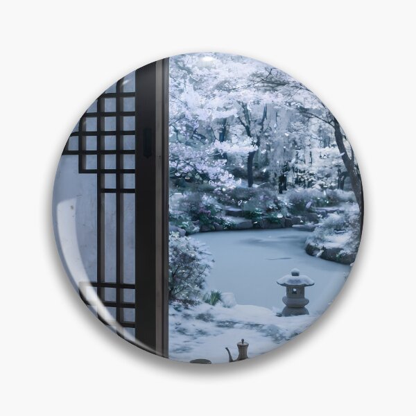 Item preview, Serene Winter Hanok Garden View with Soft Snow designed and sold by SOOstudio73.