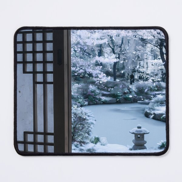 Item preview, Serene Winter Hanok Garden View with Soft Snow designed and sold by SOOstudio73.